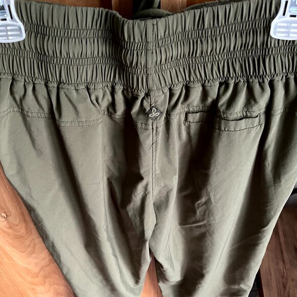 Prana Tie-Waist Athletic Olive Green Women's Pants - Small Pull-On Cropped Leg - Picture 3 of 4
